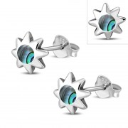 Abalone Shell Sun Stud Silver Earrings, e316